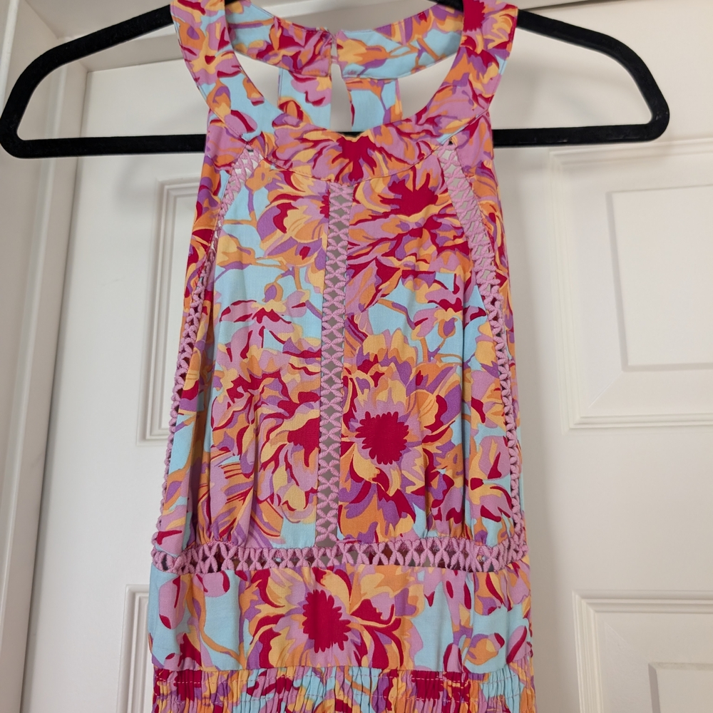 Floral Maxi Dress in Pink and Blue